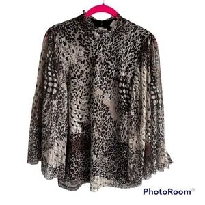 NWT Chico's Cheetah and Snake Print Mesh Knit Ladies‎ Career Party Blouse, S